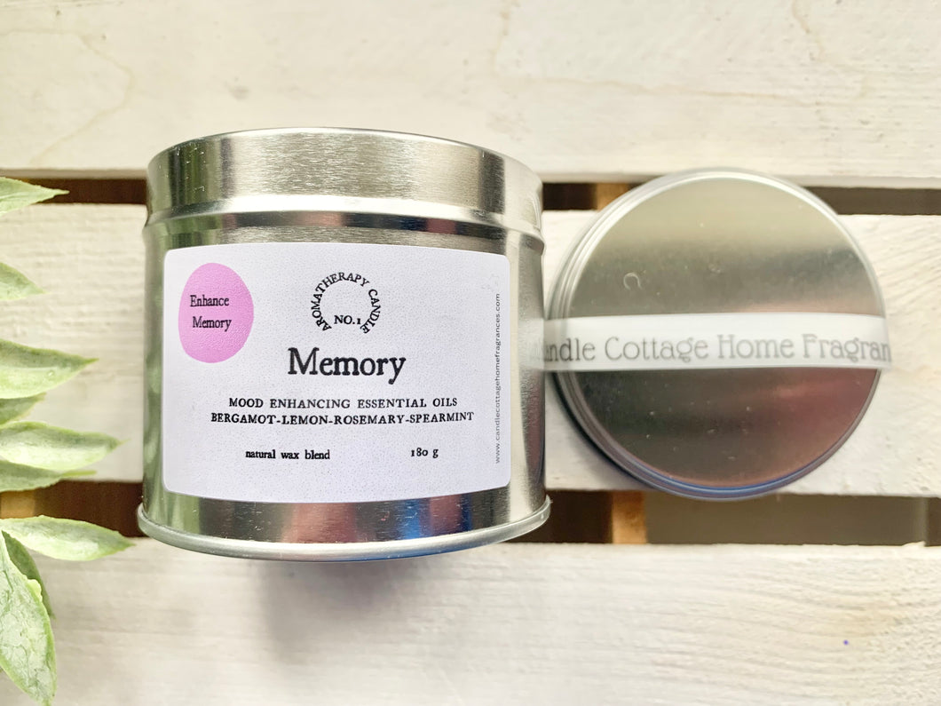 Memory mood enhancing aromatherapy candle